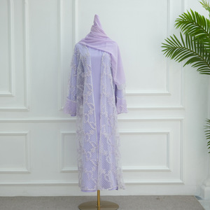 Zifeng OEM 2025 Nuevo Cárdigan de Malla con Flores Tridimensionales de Moda Musulmana, Estilo Dubai, Medio Oriente, Europeo y Americano - Product Image 5
