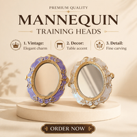 Miroir de maquillage portable de style européen rétro, doré et gaufré, décoration ethnique pour la maison, miroir atmosphérique de style palais