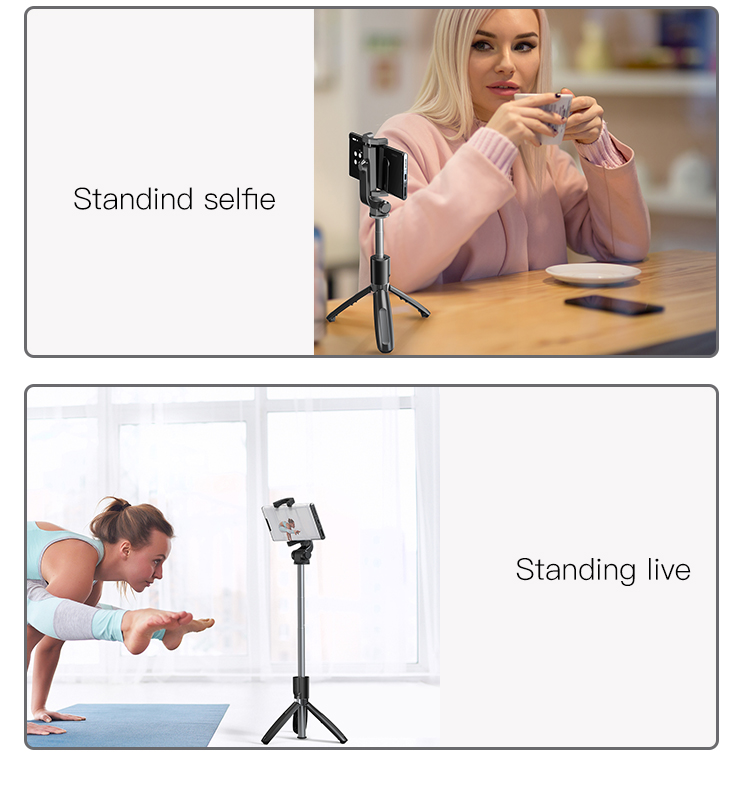 Yesido SF11 Flexible 5 part telescopic triple selfie stick phone holder