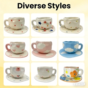 The Factory Directly Sells European Style <b>Handmade</b> <b>Ceramic</b> Cups Irregular Tea Cup Sets and Porcelain Coffee Cups - Product Image 5