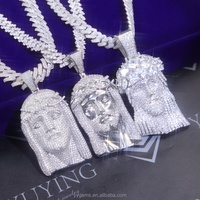 Pendentif Jésus Saint serti de moissanite, plaqué or blanc/rose, argent sterling 925, pendentifs en moissanite personnalisés