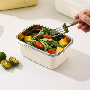 Recipiente rectangular portátil de acero inoxidable 304 de grado alimenticio para aperitivos con tapa y tapa para almacenar alimentos Apto para lavavajillas congelador - Product Image 6