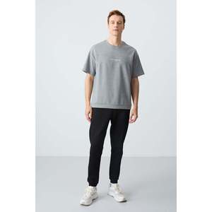 Conjunto Deportivo Básico para Hombre, Gris Melange/Negro, de Algodón Grueso y Suave, Corte Holgado - 85261 - Gb melange/negro - Product Image 1