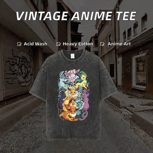 เสื้อยืดโอเวอร์ไซส์แขนสั้นลายกราฟิกอนิเมะ Eevee Series Charizard สีดำเข้มแบบวินเทจ ผ้าคอตตอน 100% น้ำหนัก 240 กรัม แบบสั่งทำพิเศษสำหรับผู้ชาย - Product Image 2