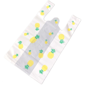 100% Biodegradable Plastic Bags Custom Printing LOGO Plastic Tshirt Shopping Bag with Handle