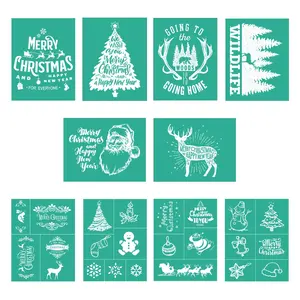 WBG Sign Reusable Mesh Stencils Transfer Silk Screen Stencil Merry Christmas Stencil Silkscreen For Winter Decor DIY Home