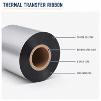 Ruban de transfert thermique noir de qualité supérieure, ruban brillant enrichi en cire pour imprimante d'étiquettes