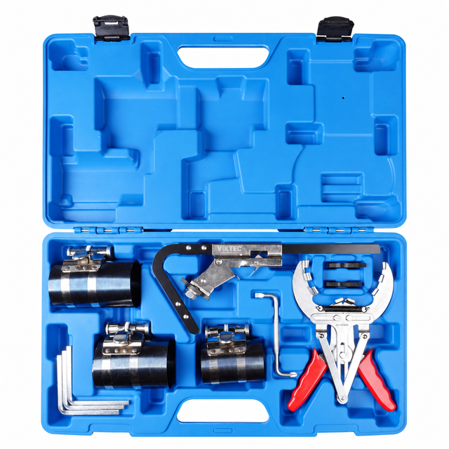 10PC Automotive Piston Ring Service Tool Set Compressor Expander Groove Cleaner 50-175mm for Engine Rebuild Repair