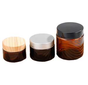 Tarro de crema cosmética de vidrio ámbar Tapas de rosca plateadas Tarro de vidrio de 50ml para crema facial y contenedor de mascarilla facial - Product Image 1