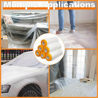 Film de masquage pré-enregistré Orange Film PE en plastique de masquage de goutte de pulvérisation automobile pour film de protection de revêtement de meubles de voitures