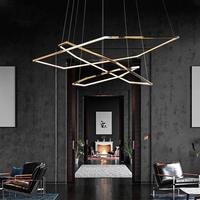 Lampe suspendue hexagonale minimaliste en métal, lustre géométrique créatif post-moderne comme luminaire principal pour salon