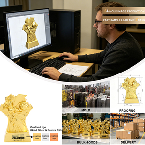 Trophées en résine JINZUN Sports, prix du meilleur buteur, trophées en résine or, argent, bronze pour la première place de la ligue de football - Product Image 5