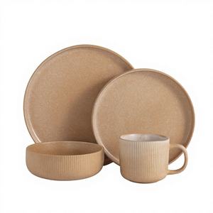Vajilla Moderna de Gres Amarillo Nórdico, Juego de Vajilla Pintada a Mano de Lujo, Tazones para Ramen, Ensaladas, Platos para Cena, Tazas de Café, para el Hogar - Product Image 1