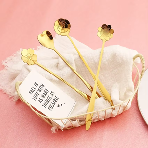 Mini Cuchara de Té de Acero Inoxidable Chapada en Oro con Forma de Flor, Cuchara para Degustación de Café para Eventos - Product Image 6