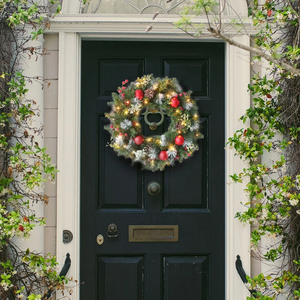 <span class=keywords><strong>Guirlande</strong></span> de porte de Noël artificielle éclairée de 40 cm, ornements suspendus, couronne de Noël à LED avec <span class=keywords><strong>boule</strong></span>, décoration de Noël d'extérieur - Product Image 3