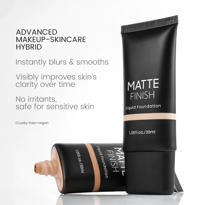 Face Dark Matte Drop Infallible Crema líquida de alta calidad Cobertura completa Maquillaje impermeable para mujeres negras Base de maquillaje