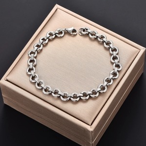 8MM Round Wristband Link Stainless Steel O Bracelets Silver Plated Hand <b>Chain</b> Minimalism Anklets <b>Metal</b> Jewelry - Product Image 2