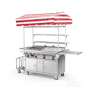4 Wheel Rust Resistant Stainless Steel Mobile Snack Food Cart Convertible with Grill Built-In <b>Heater</b> 2 Year Warranty Outdoor Use - Product Image 4