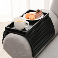 Plateau de canapé de haute qualité OEM/ODM, porte-gobelet de canapé, plateau de canapé en bois durable en bambou, porte-gobelet de canapé, plateau de canapé