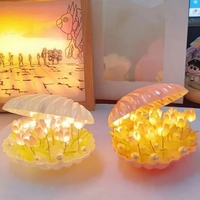Nouvelle Arrivée Décoration Créer Plastique Personnalisation Diy Handmade Led Flower Gift Shell Tulip Night Light