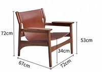Fauteuil de loisirs éco-responsable de style moderne du milieu du siècle, structure en chêne/frêne massif, rembourrage en mousse, pieds en métal - Fauteuil d'appoint pour salon
