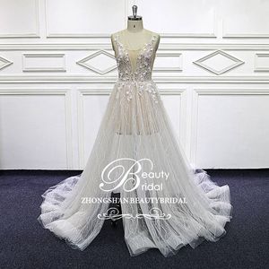 Robe <span class=keywords><strong>de</strong></span> mariée civile avec photo réelle <span class=keywords><strong>de</strong></span> couleur ivoire clair pour la mariée - Product Image 3