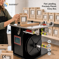 Machine d'étiquetage semi-automatique BANMO pour boîtes suspendues, étiqueteuse de bureau pour surfaces planes, pour boîtes de café filtre, cosmétiques, boîtes en papier, 220V