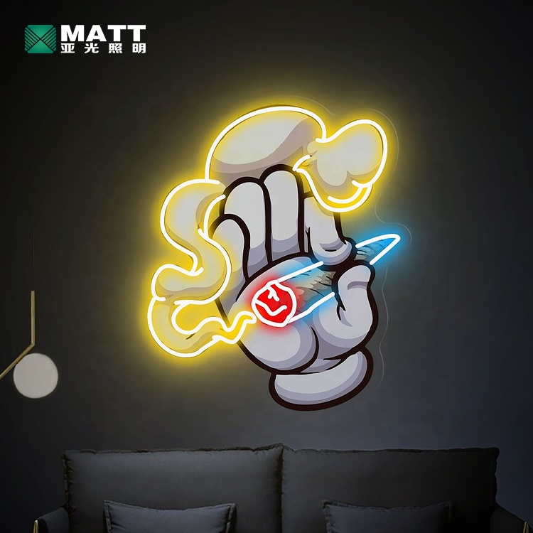 Arte Pop Art personalizzata scimmia aliena a mano sposata fumo sigaretta al Neon insegna narghilè ha portato le luci al Neon insegne per la decorazione della parete del negozio di fumo