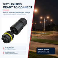 Conector Eléctrico Impermeable con Abrazadera de Tornillo Redonda Macho de 3 Pines y 17.5A, IP68, para Iluminación LED Exterior