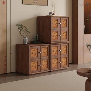 Mueble de TV Modular Estético Song, Mueble de Salón de Madera Maciza de Nogal Negro con Almacenamiento - Product Image 2