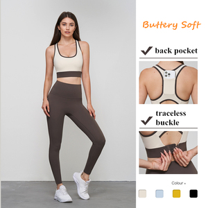 Vente en gros de soutien-gorge d'entraînement avec poche arrière sans trace, boucles réglables, haut de sport, vêtements de sport évidés, soutien-gorge de fitness et de yoga - Product Image 2