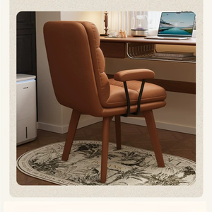 Chaise de bureau de loisirs en similicuir résistant aux griffures de chat, dossier solide, accoudoirs rembourrés fixes, chaise de bureau statique <span class=keywords><strong>non</strong></span> pivotante avec - Product Image 2