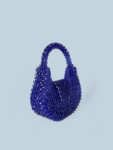 Bolso <span class=keywords><strong>de</strong></span> Mano <span class=keywords><strong>de</strong></span> Perlas Acrílicas Tejidas a Mano, Estilo Dumpling Ligero, Semi-Circular, Retro, Hecho a Mano, con Correa <span class=keywords><strong>de</strong></span> Cuentas, <span class=keywords><strong>para</strong></span> Mujer - Product Image 2