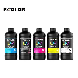 FCOLOR 1000ml Varnish kw UV mürekkep I3200 A3 DTF masaüstü yazıcı UV Film mürekkep için I1600 XP600 L1800 UV DTF yazıcı vernik ile