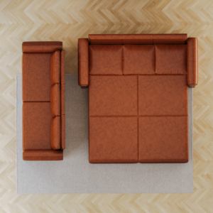 Juego de muebles de sofá, madera contrachapada de hierro rojo <span class=keywords><strong>3</strong></span> en 1, imitación de cuero, Metal y plástico, sofá convertible para dormir, sofá marrón claro para sala de estar - Product Image 2