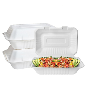 Toptan gıda sınıfı kapaklı şeker kamışı Bagasse yemek kabı 9 "x 6" ağır biyobozunur gıda kapaklı kutu - Product Image 2