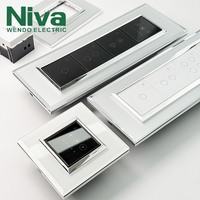 Interrupteurs muraux intelligents à panneau de verre Niva, variateurs modulaires, commande sans fil Wi-Fi pour maison intelligente