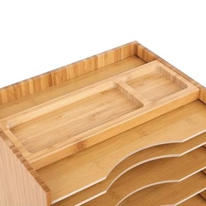 Boîte de rangement pour magazines en bambou Ruichang avec étagères réglables pour le rangement au bureau, taille M, couleur naturelle - Product Image 3