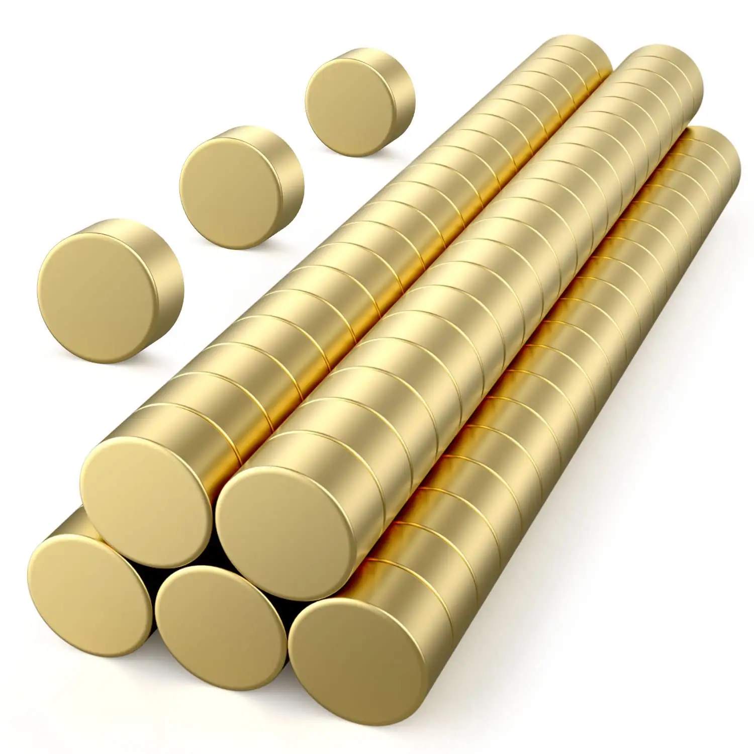 सोने की कोटिंग के साथ उच्च ग्रेड नियोडिमियम गोल चुंबक एनडीएफईबी डिस्क मैग्नेट