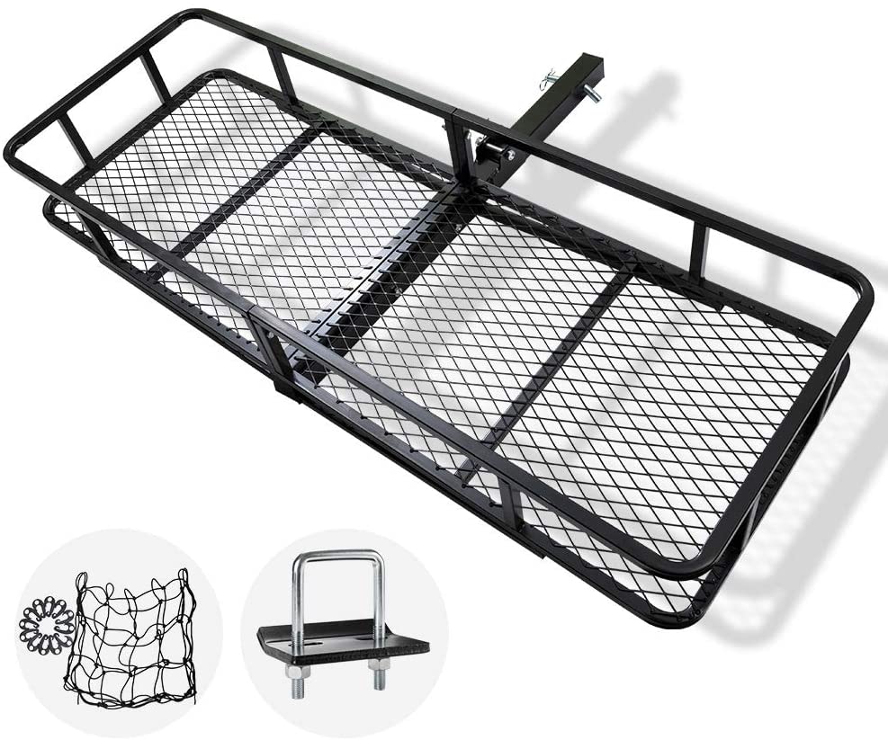 Mount 500LBS Folding Cargo Carrier Hitch Mount Basket