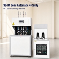 Machine de soufflage PET semi-automatique polyvalente à 4 cavités, pompe moteur, marque Shunge, différentes formes, bouteilles d'eau minérale de 0,5L à 2L
