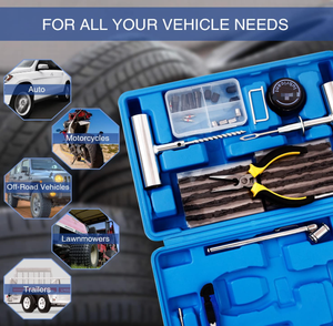 طقم إصلاح إطارات السيارات الاحترافي المقاوم للماء مكون من 70 قطعة - 40 شريطًا مطاطيًا + أدوات صمام كاملة |   بيع بالجملة - Product Image 2