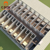 Cbox Maison conteneur modulaire démontable en kit, pour logement de travailleurs avec salle de bain intégrée, à plusieurs étages, type dortoir