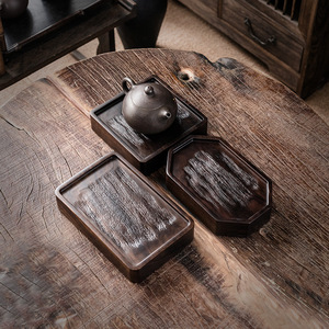 Ebony Teapot Stand Solid Wood Dry Brewing <b>Tray</b> Thickened <b>Tea</b> <b>Tray</b> Original Wood Heat Insulation Pad Stove Mat Accessories - Product Image 1
