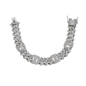 15Mm Single-row Domineering Cuban <b>Bracelet</b>, Japanese-shaped <b>Copper</b> Full of Zirconium Personality Hip-hop Tanjing Fashion - Product Image 5