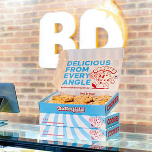 持ち帰り用エンボス加工ピンクカスタムベーカリー配送ボックスセット（ミニバーガー、チョコレートトリュフ、ケータリング、郵送用紙箱） - Product Image 5