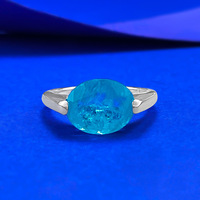 Cincin Perak Sterling 925 Oval 9*11mm dengan Zirkon Tunggal Tiga Warna