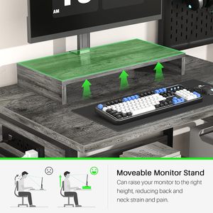 49'' <strong>Grey</strong> Oak <strong>Gaming</strong> <strong>Desk</strong> with LED Lights &amp; Multi-Layer Storage - Product Image 3