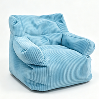 Fauteuil pouf en velours côtelé avec accoudoirs, canapé paresseux en tissu rayé doux, pouf individuel pour salon et chambre à coucher