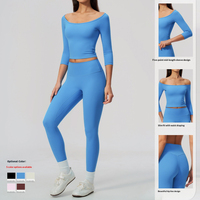 SHINBENE Ensemble 2 pièces pour femme : Haut de yoga à manches courtes et Legging de fitness taille haute moulant, respirant et doux, pour la gym et le streetwear